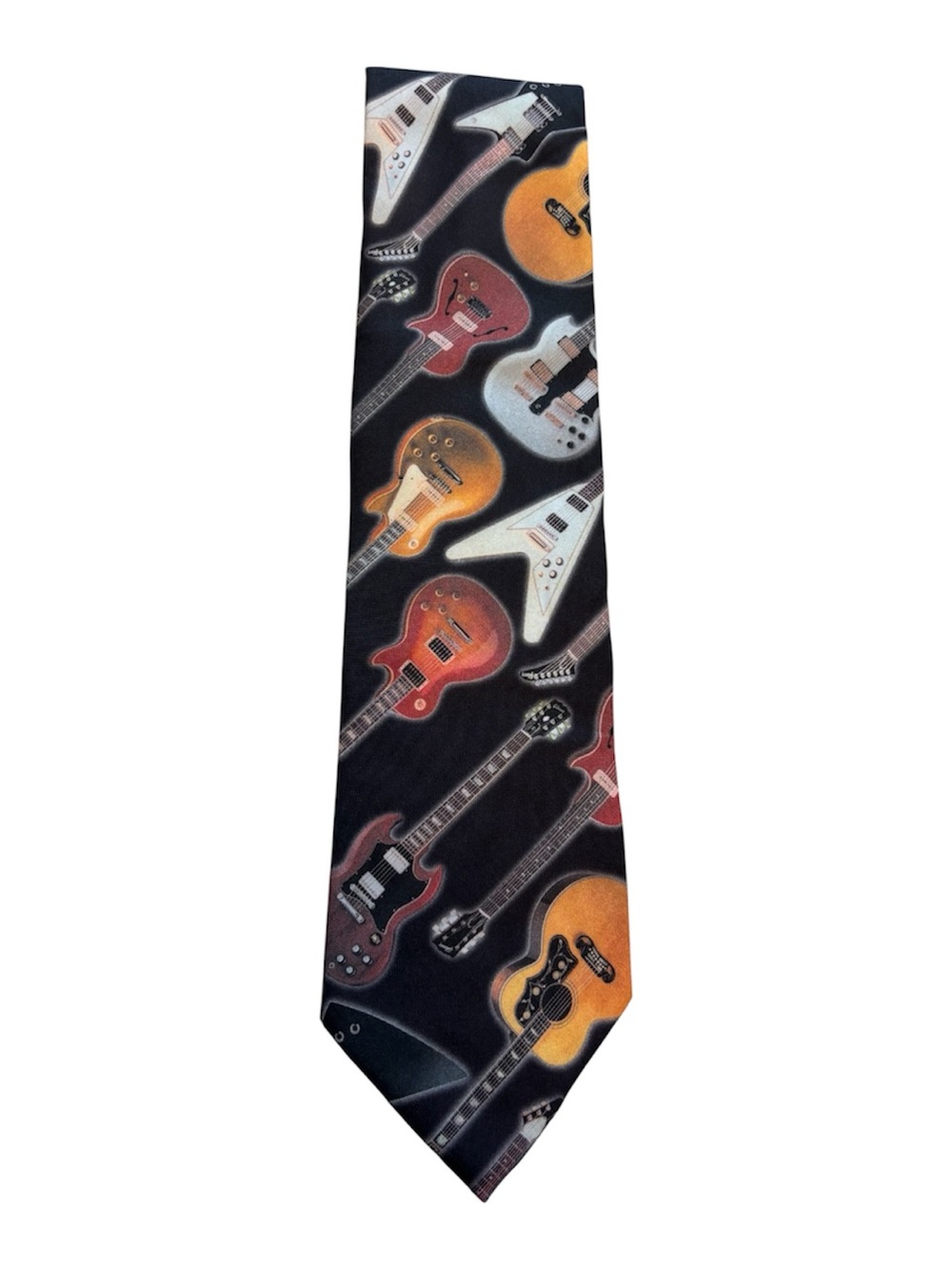 Ralph Marlin Gibson Guitars Collage Necktie Music Lover Licensed 1999 3.75” Wide